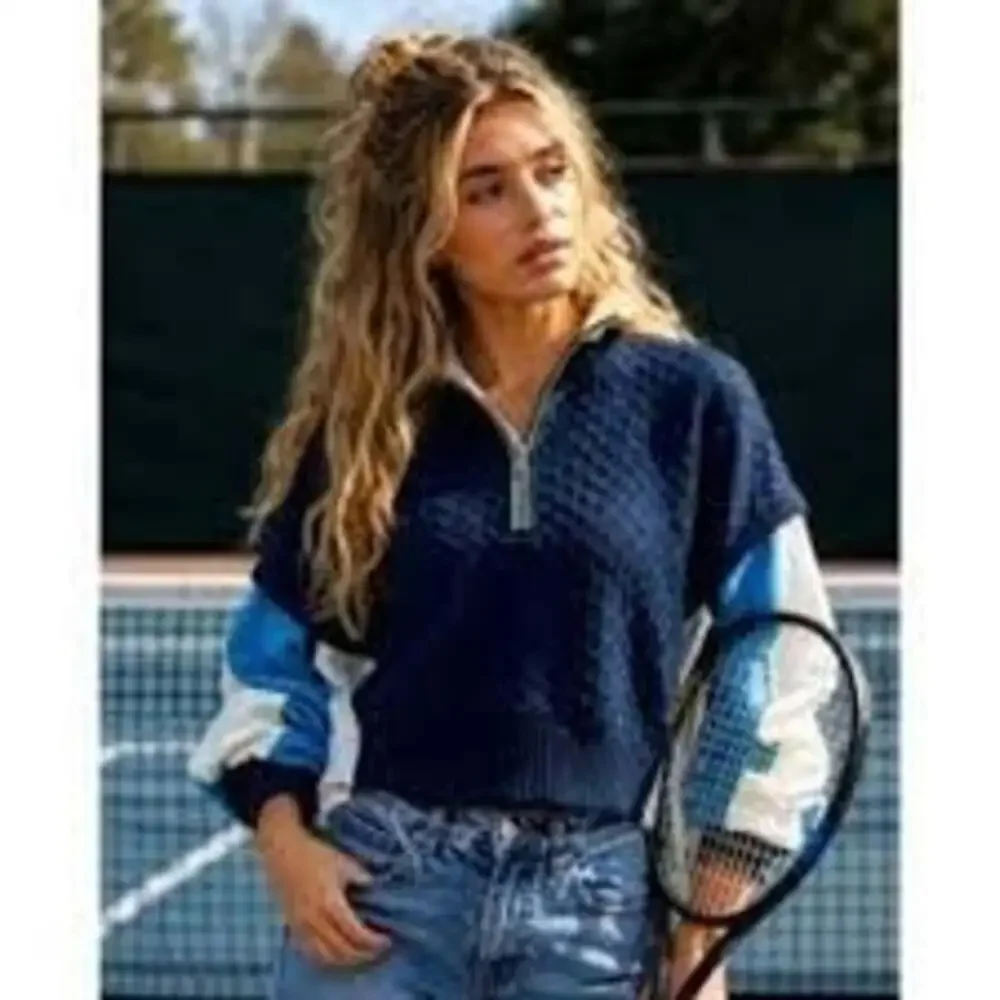$168 Retail Free People Movement Step It Up Half-Zip Colorblock Pullover